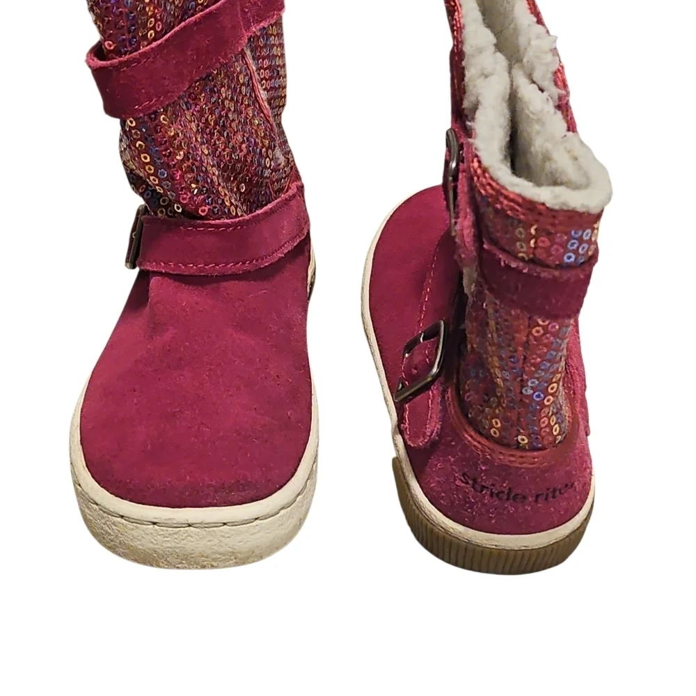 Stride Rite Pink Boots w/Sequins & Buckles